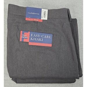 Croft & Barrow Easy Care Pants‎ Gray Charcoal Flat Front 42x32 Comfort Waist NEW